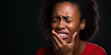 Anti douleur dentaire femme qui tient sa joue